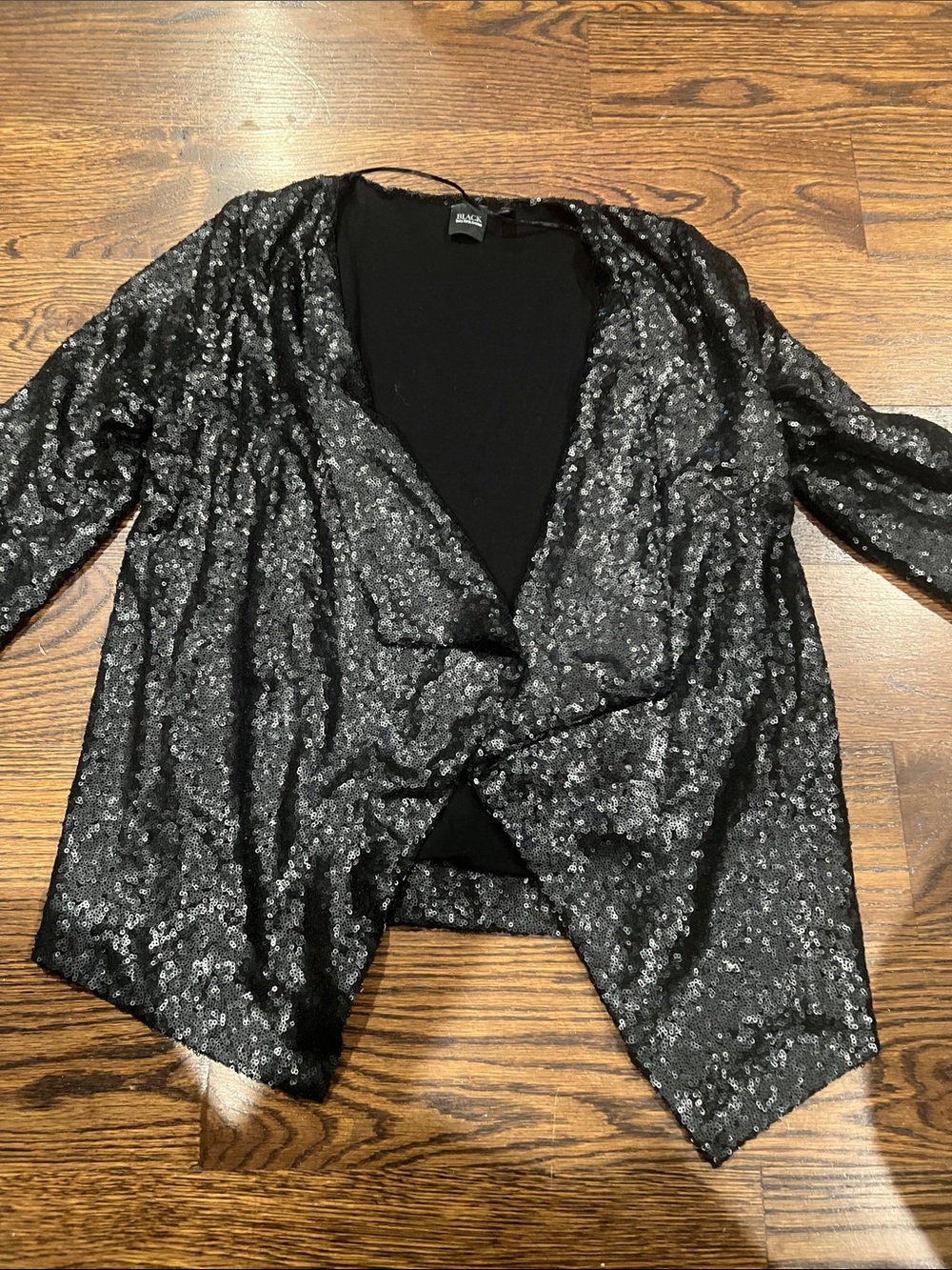 Saks Fifth Avenue Black Label Black Sequin Open-Front Blazer